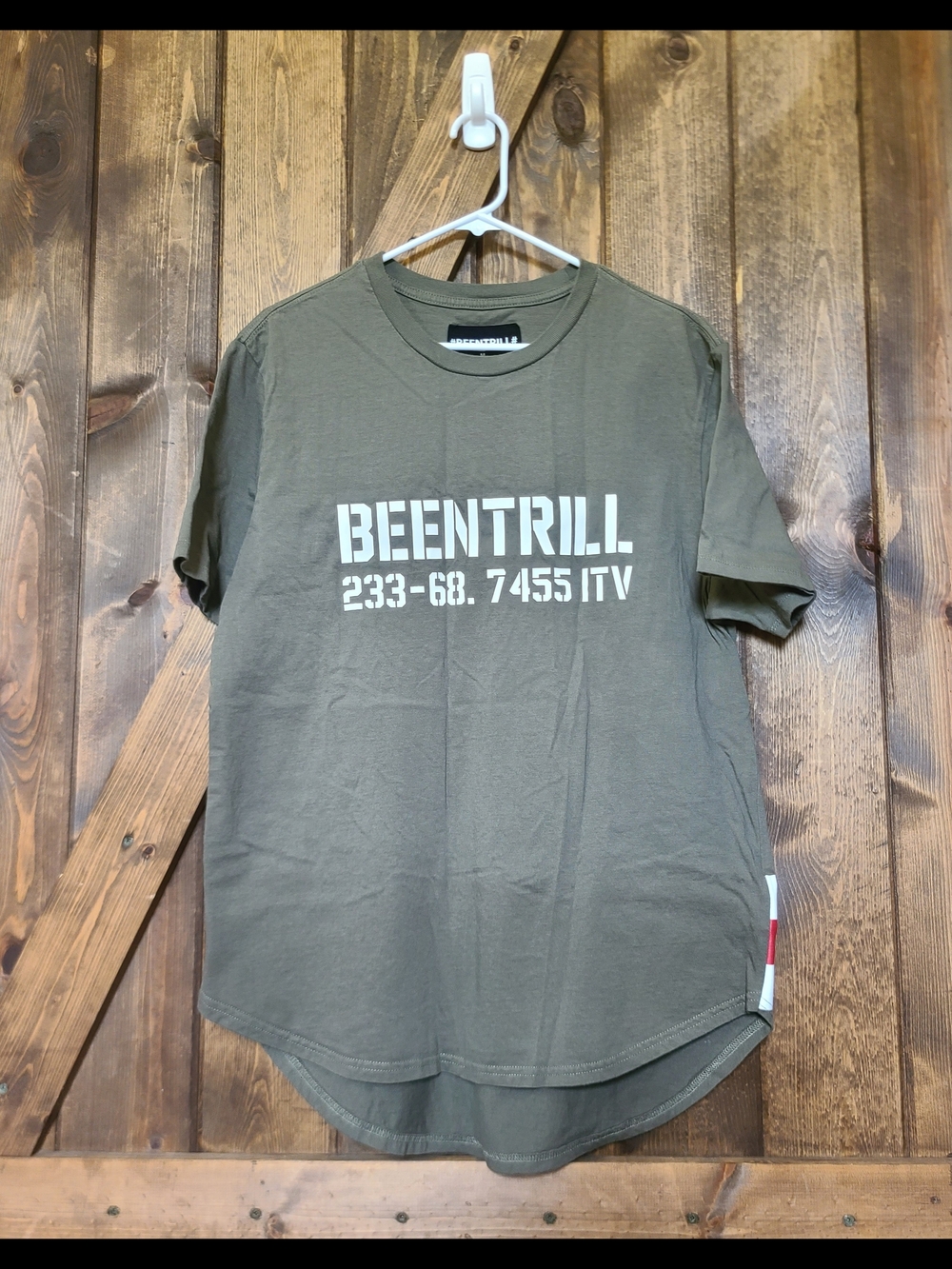 Been Trill Olive Green Vintage Style Military Logo Streetwear T-Shirt Size M